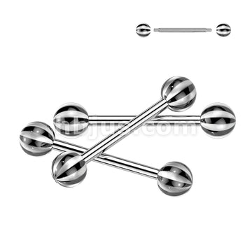 24 Pc Assorted Pack of 316L Surgical Steel Barbells With Candy Striped Acrylic Balls - Image 5
