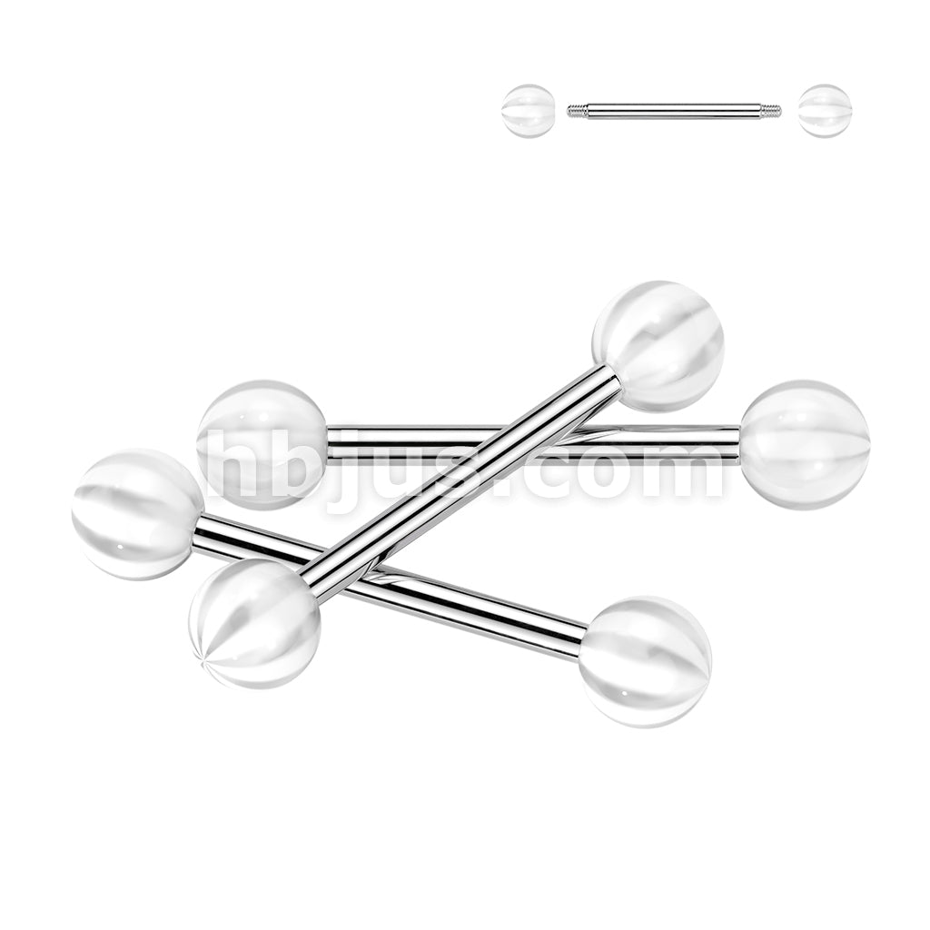 24 Pc Assorted Pack of 316L Surgical Steel Barbells With Candy Striped Acrylic Balls - Image 9