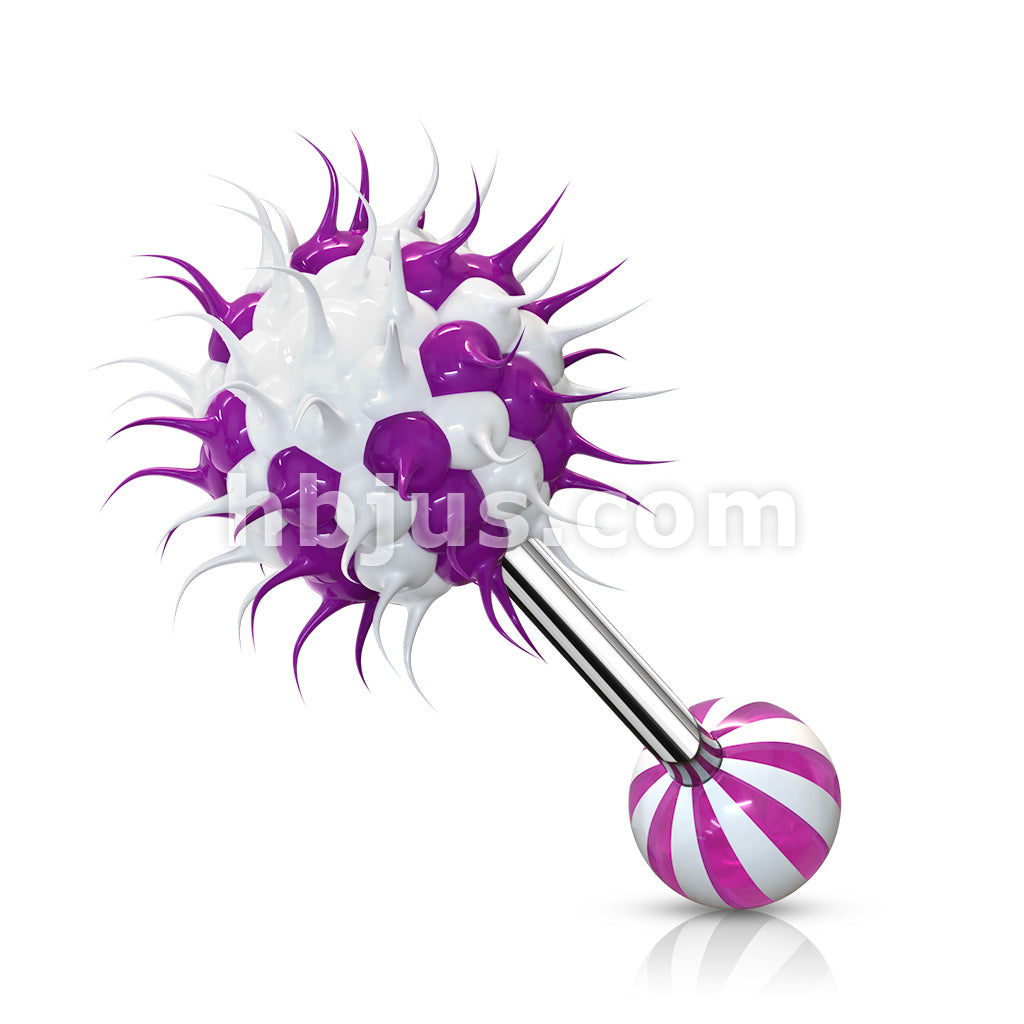 Candy Stripe Silicone Spikey Koosh Balls Barbell - Image 2