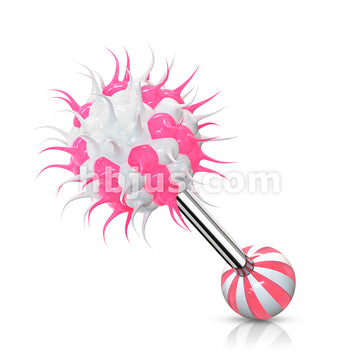 Candy Stripe Silicone Spikey Koosh Balls Barbell - Image 7