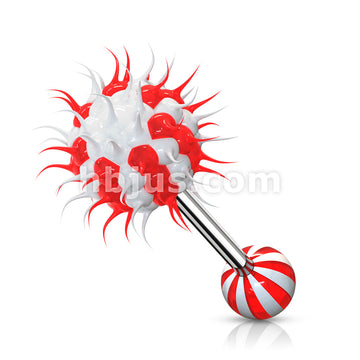 Candy Stripe Silicone Spikey Koosh Balls Barbell - Image 9