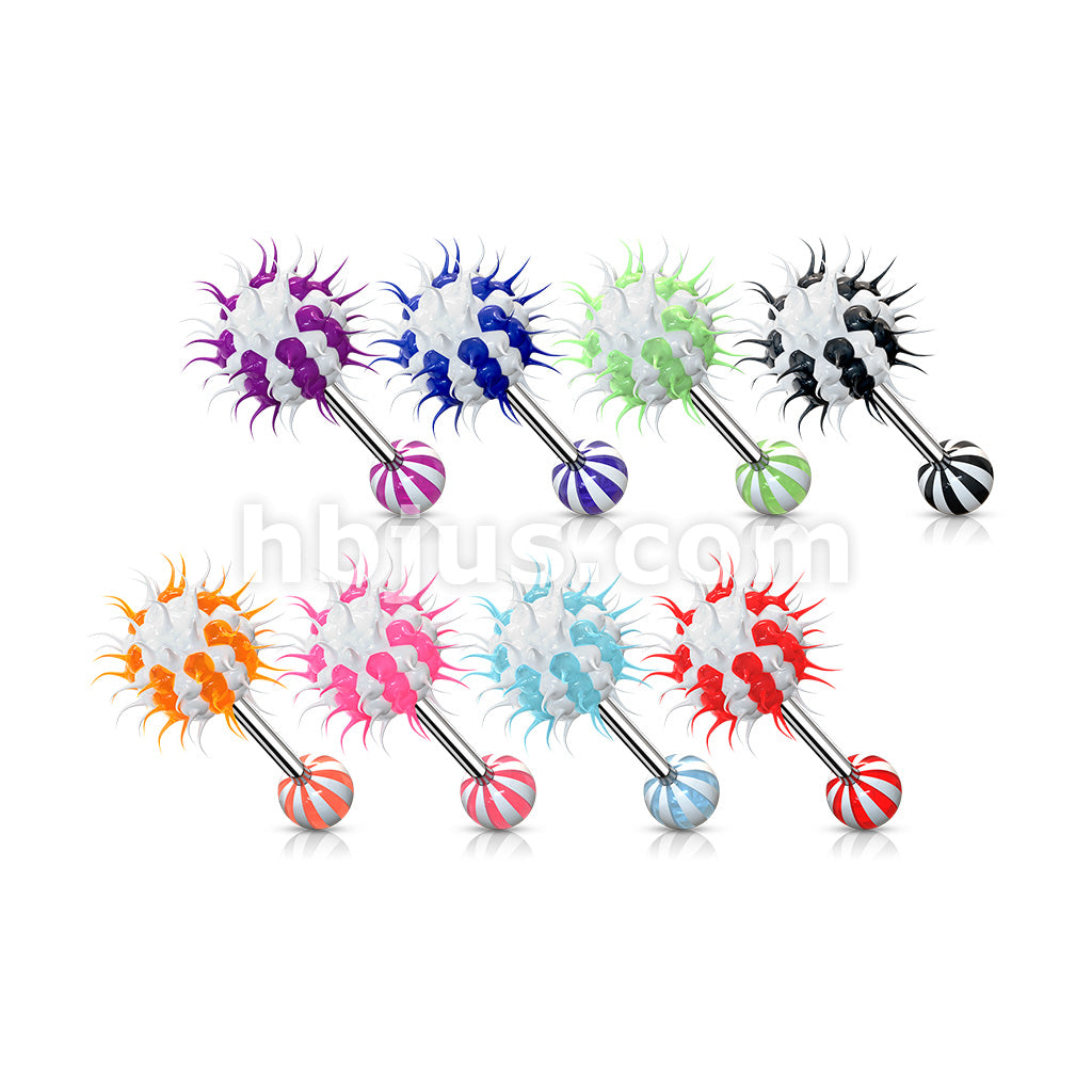 Candy Stripe Silicone Spikey Koosh Balls Barbell - Image 11