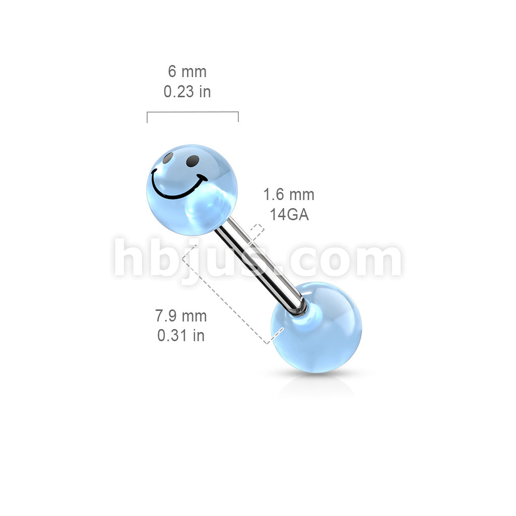 Smile Printed Glow In The Dark Ball Barbell - Image 4