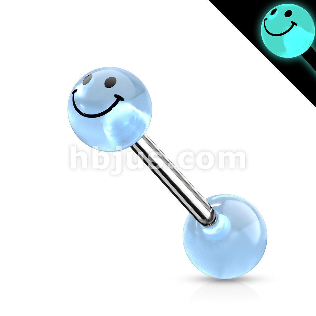 Smile Printed Glow In The Dark Ball Barbell - Image 2