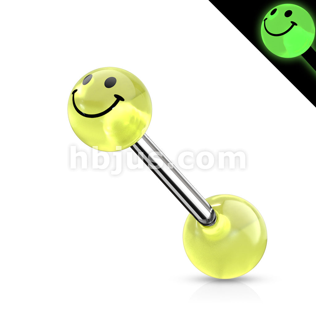 Smile Printed Glow In The Dark Ball Barbell - Image 3