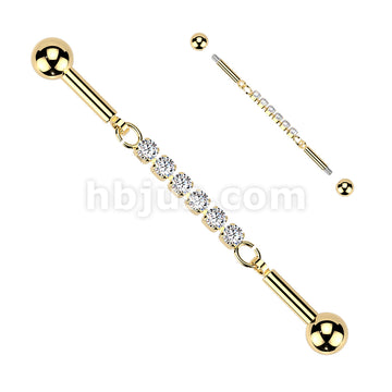 316L Surgical Steel 316L Industrial Barbell With Centered 6 Crystal... - Image 3