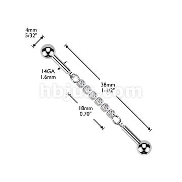 316L Surgical Steel 316L Industrial Barbell With Centered 6 Crystal... - Image 4