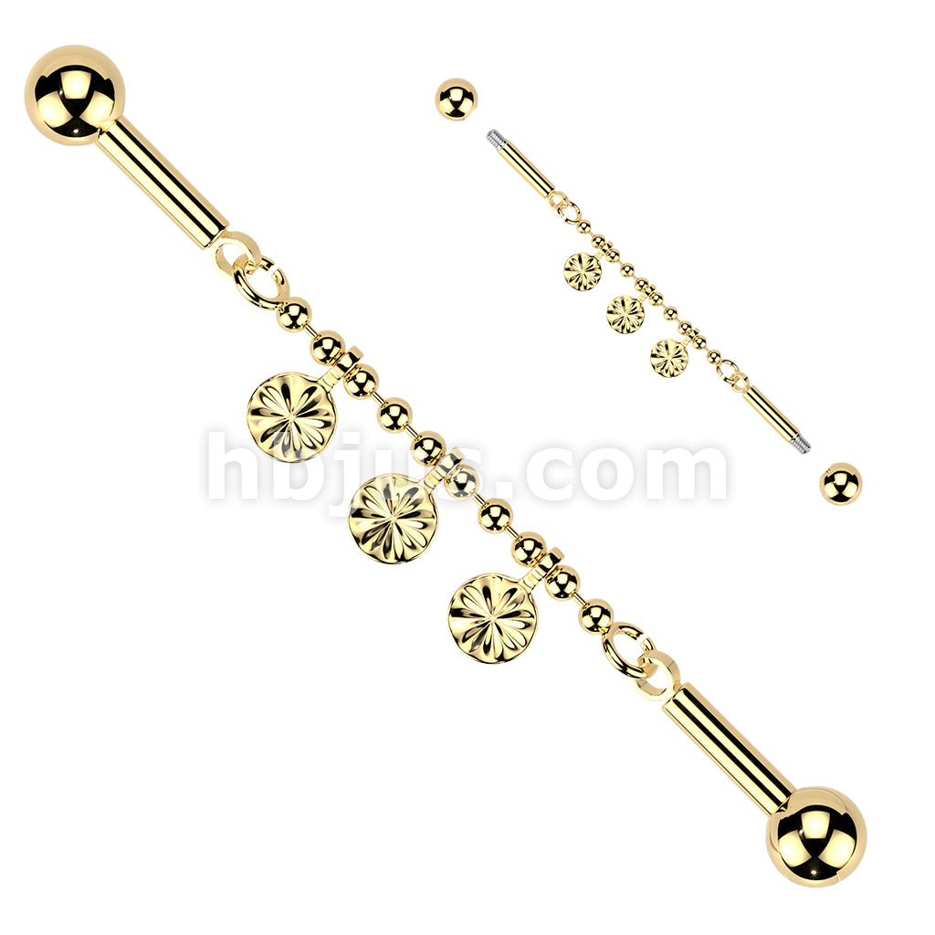 316L Surgical Steel 316L Industrial Barbell With Centered Beaded... - Image 2