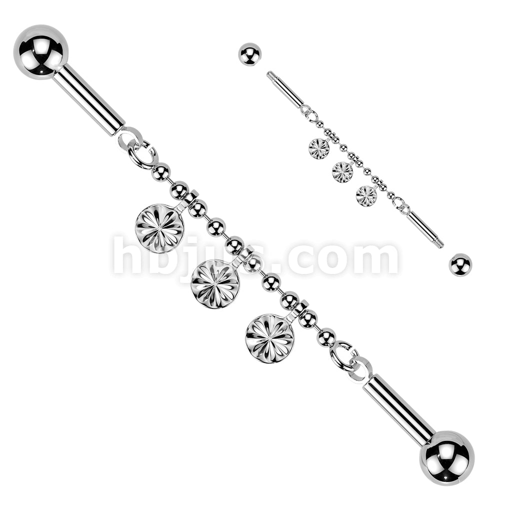 316L Surgical Steel 316L Industrial Barbell With Centered Beaded... - Image 3