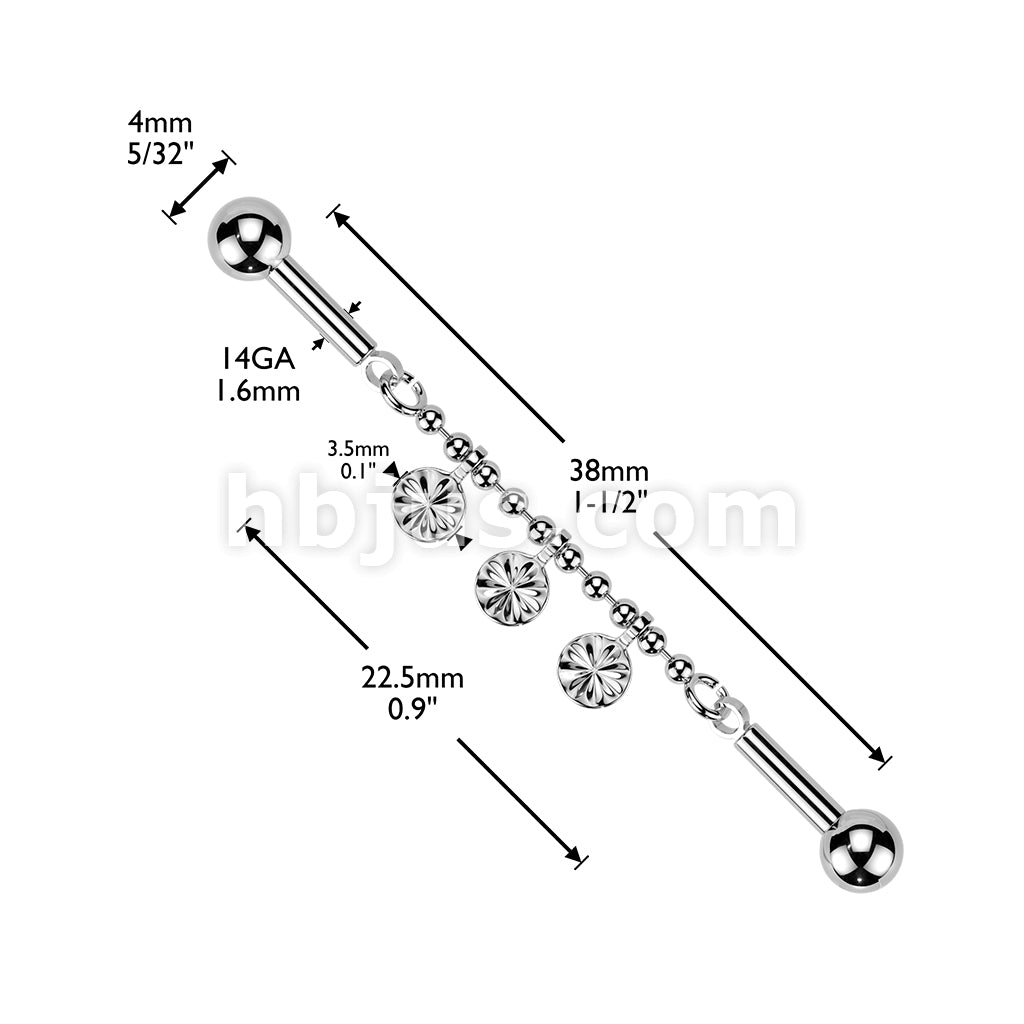 316L Surgical Steel 316L Industrial Barbell With Centered Beaded... - Image 4