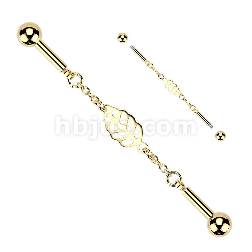 316L Surgical Steel 316L Industrial Barbell With Centered Leaf... - Image 2