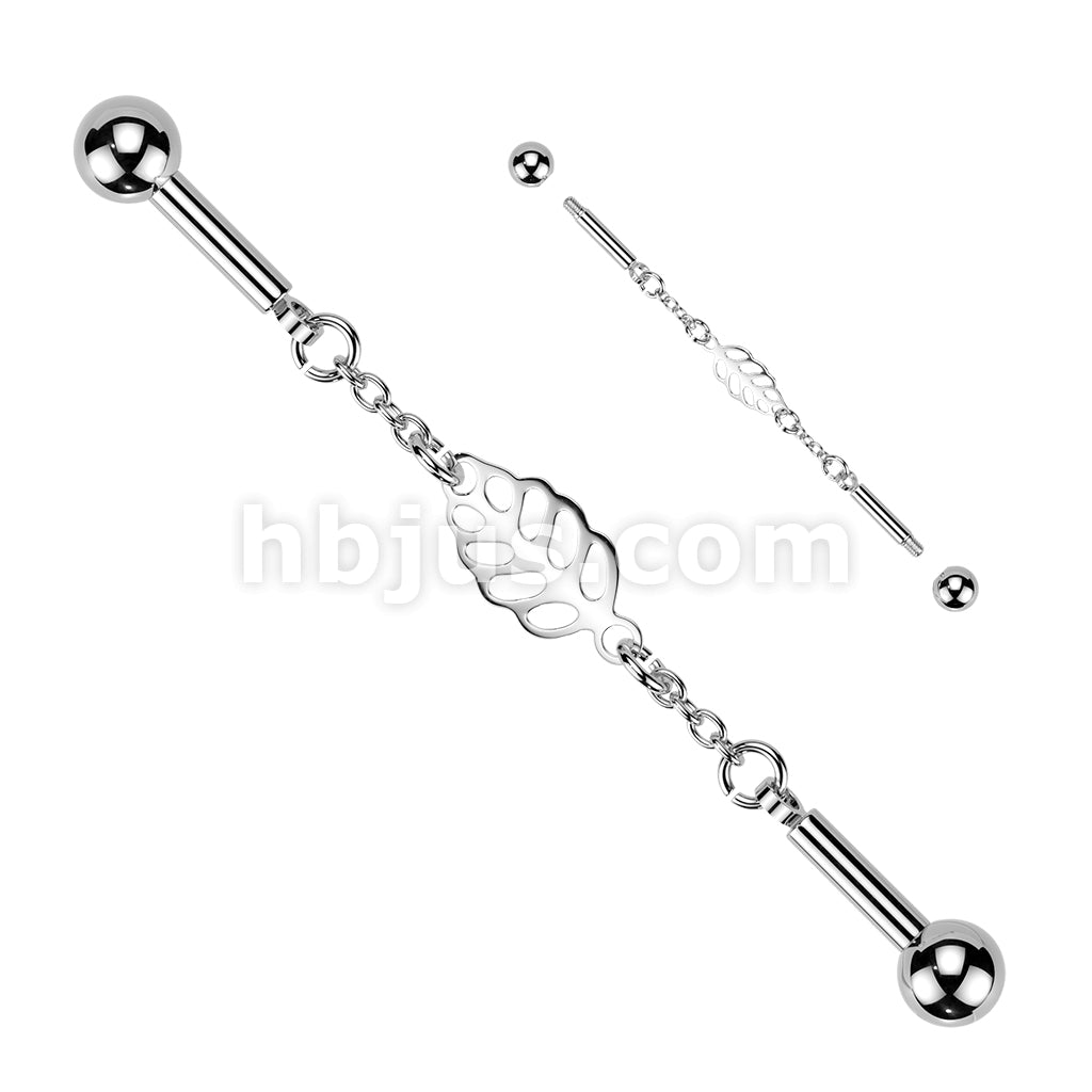 316L Surgical Steel 316L Industrial Barbell With Centered Leaf... - Image 3
