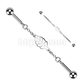 316L Surgical Steel 316L Industrial Barbell With Centered Leaf... - Image 3