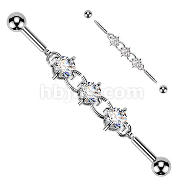 316L Surgical Steel 316L Industrial Barbell With Centered 3 Round Prong... - Image 2