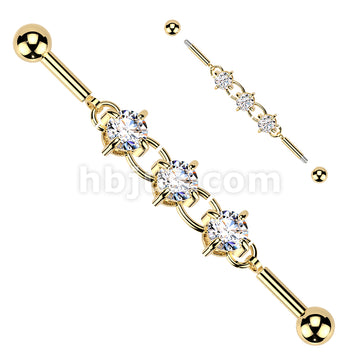 316L Surgical Steel 316L Industrial Barbell With Centered 3 Round Prong... - Image 3