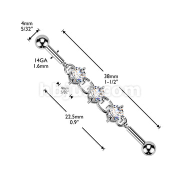316L Surgical Steel 316L Industrial Barbell With Centered 3 Round Prong... - Image 4