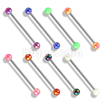316L Surgical Steel Industrial Barbell with Metallic Coated Acrylic Ball - Image 10