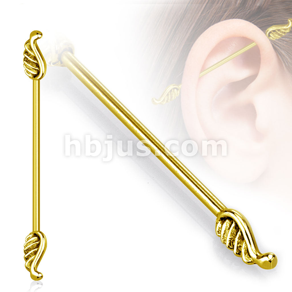 316L Surgical Steel Angel Wings Industrial Barbell - Image 2