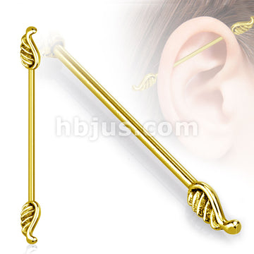 316L Surgical Steel Angel Wings Industrial Barbell - Image 2
