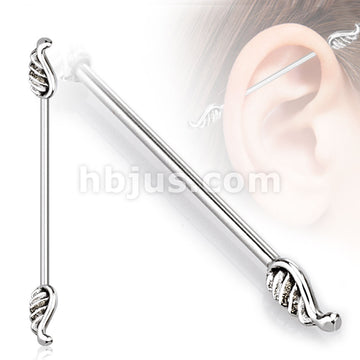 316L Surgical Steel Angel Wings Industrial Barbell - Image 3