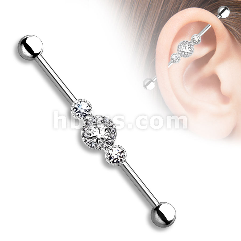 316L Surgical Steel Three Gem Multi Paved Circle 316L Surgical Steel... - Image 2