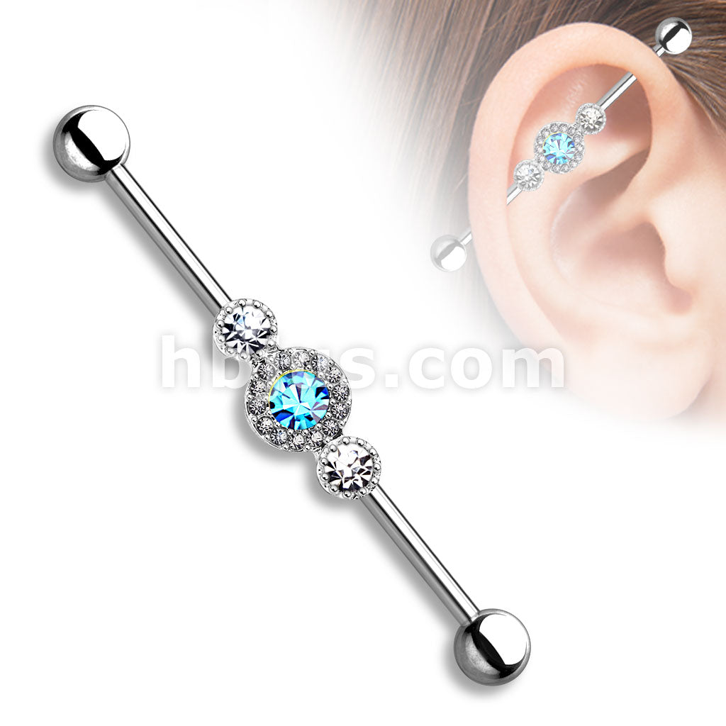 316L Surgical Steel Three Gem Multi Paved Circle 316L Surgical Steel... - Image 4
