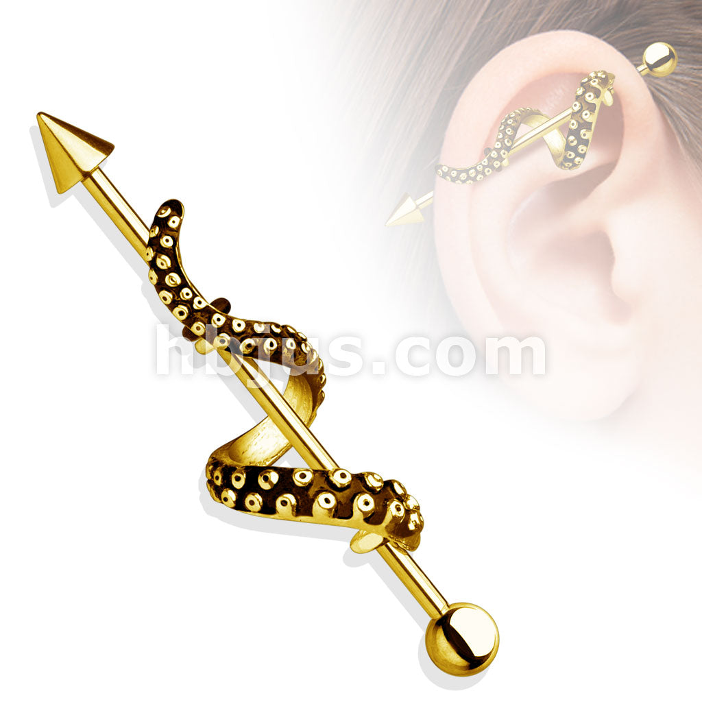 Octopus Leg 316L Surgical Steel Industrial Barbell - Image 2