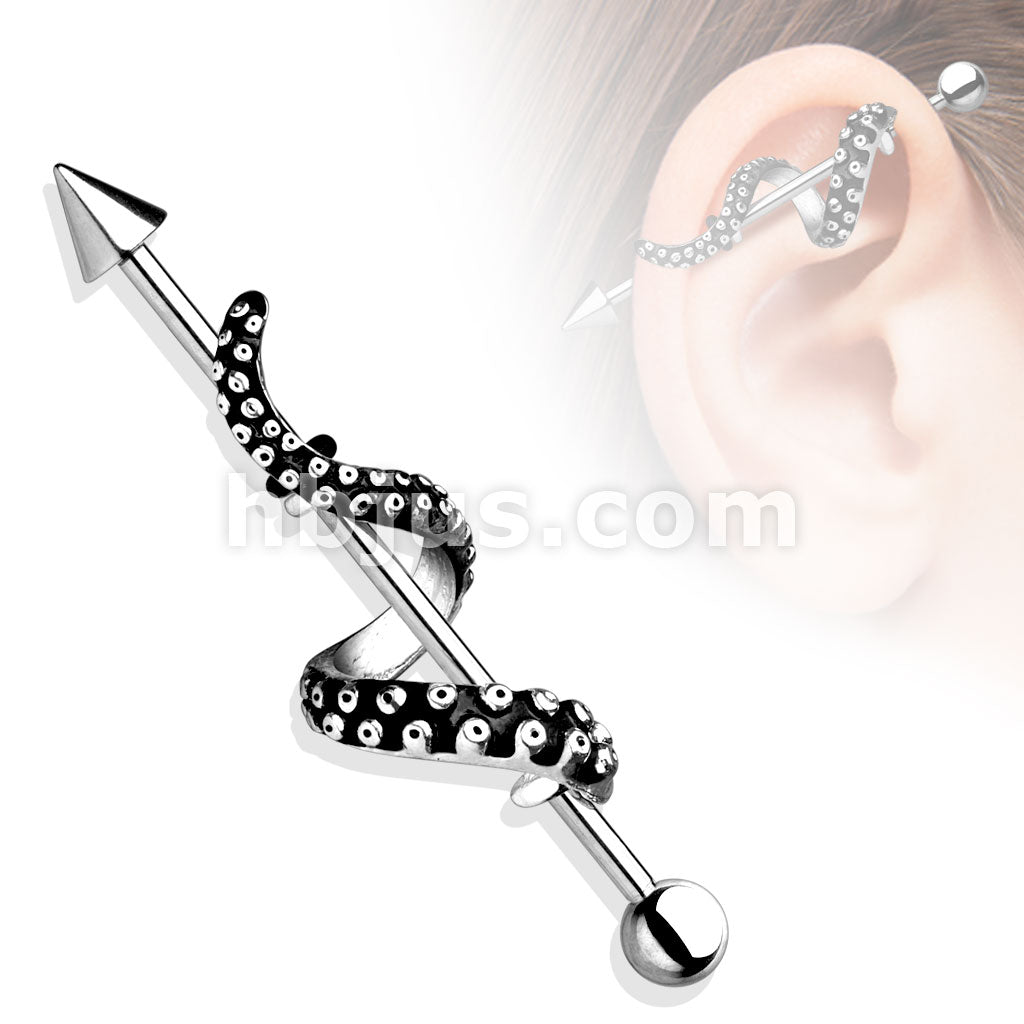 Octopus Leg 316L Surgical Steel Industrial Barbell - Image 3