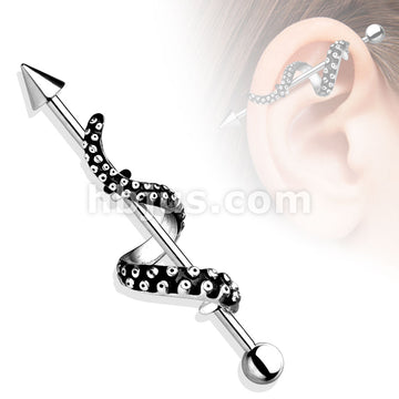 Octopus Leg 316L Surgical Steel Industrial Barbell - Image 3