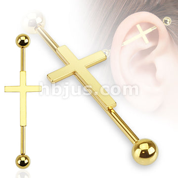 Cross Centered 316L Surgical Steel Industrial Barbells - Image 2
