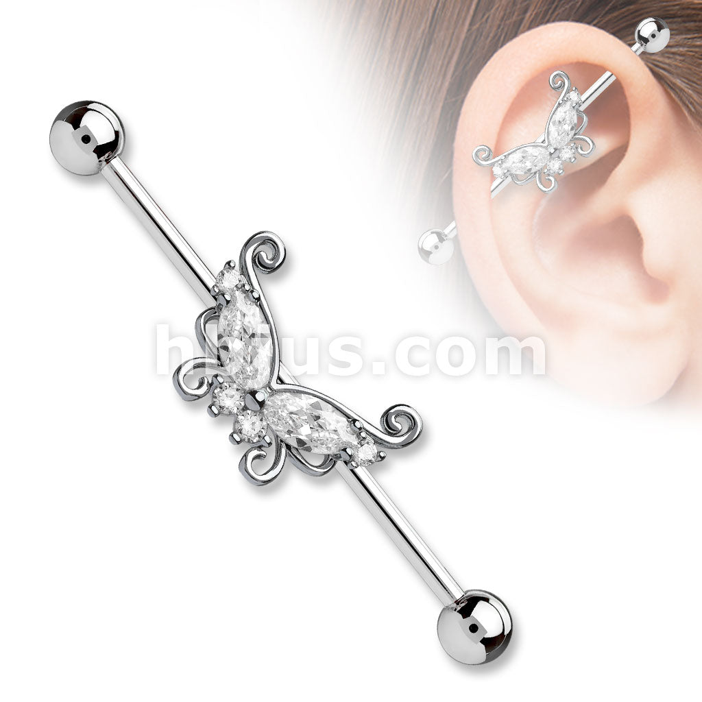 316L Surgical Steel Marquise and Round CZ Butterfly 316L Surgical Steel... - Image 2