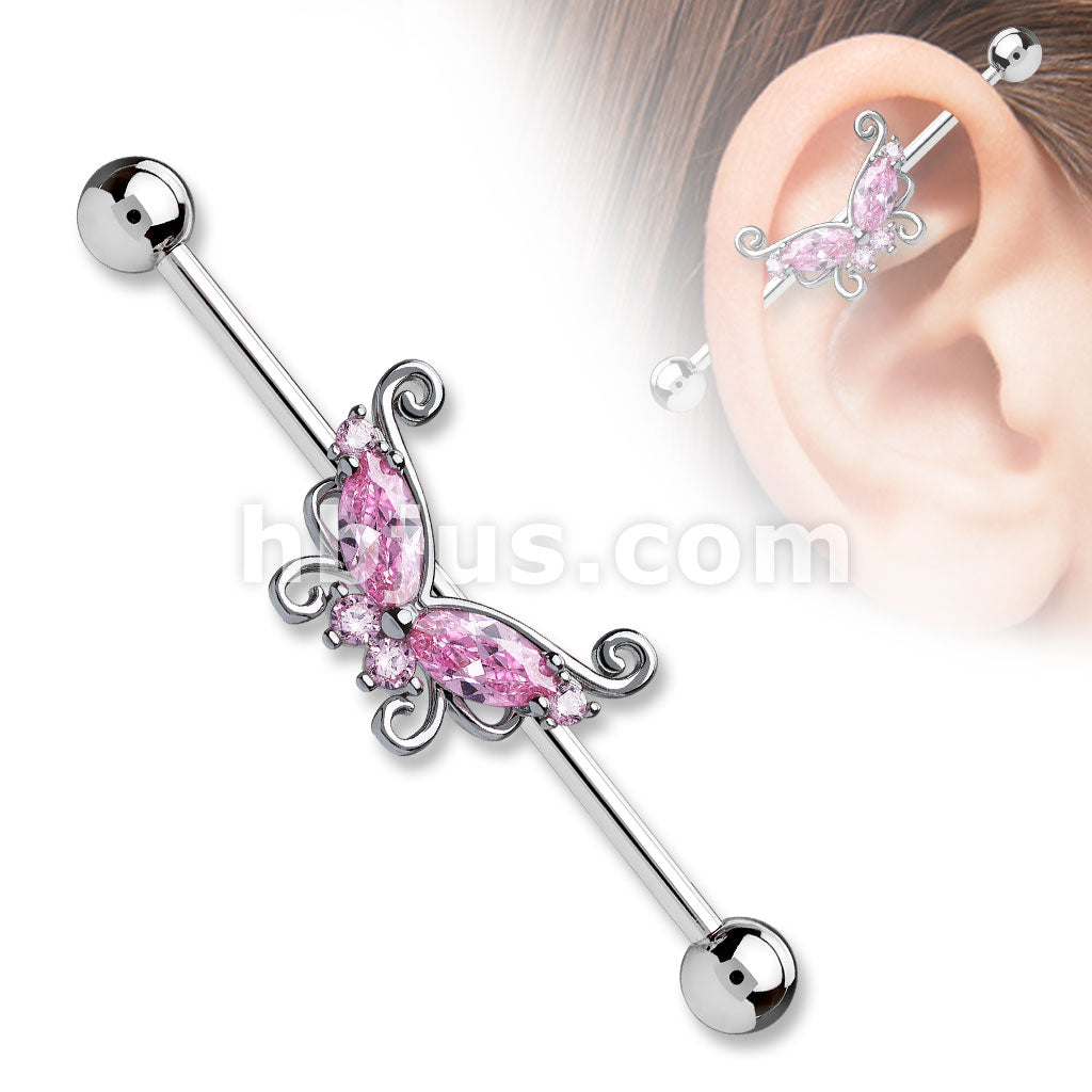 316L Surgical Steel Marquise and Round CZ Butterfly 316L Surgical Steel... - Image 3