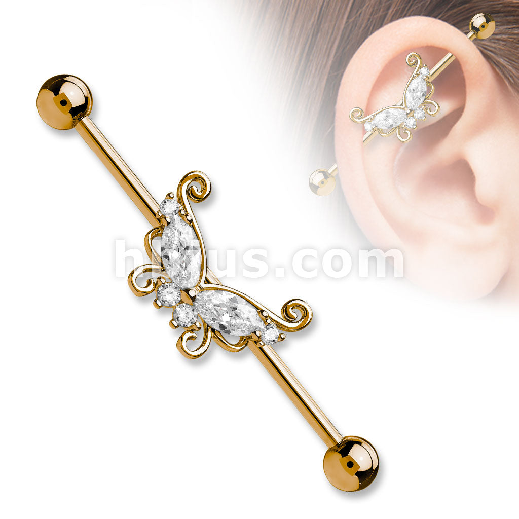 316L Surgical Steel Marquise and Round CZ Butterfly 316L Surgical Steel... - Image 4