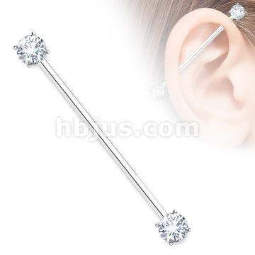 316L Surgical Steel Round CZ Prong Set Ends 316L Surgical Steel... - Image 2
