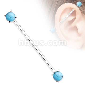 316L Surgical Steel Round Turquoise Prong Set Ends 316L Surgical Steel... - Image 4