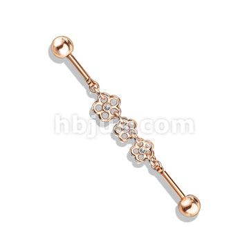 316L Surgical Steel Triple Crystal Center Flower Chain 316L Surgical... - Image 5