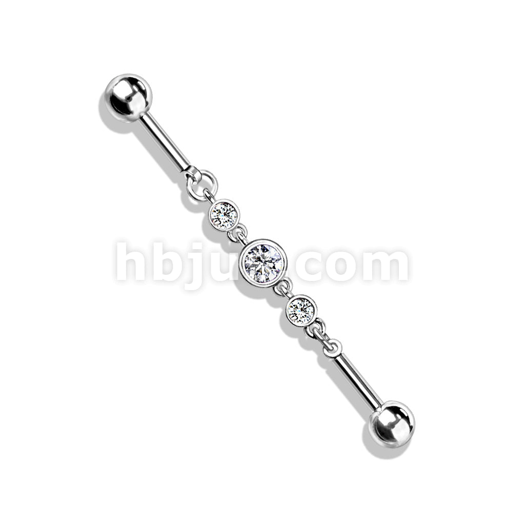 316L Surgical Steel Triple Round CZ Chain 316L Surgical Steel... - Image 3