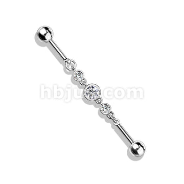 316L Surgical Steel Triple Round CZ Chain 316L Surgical Steel... - Image 3