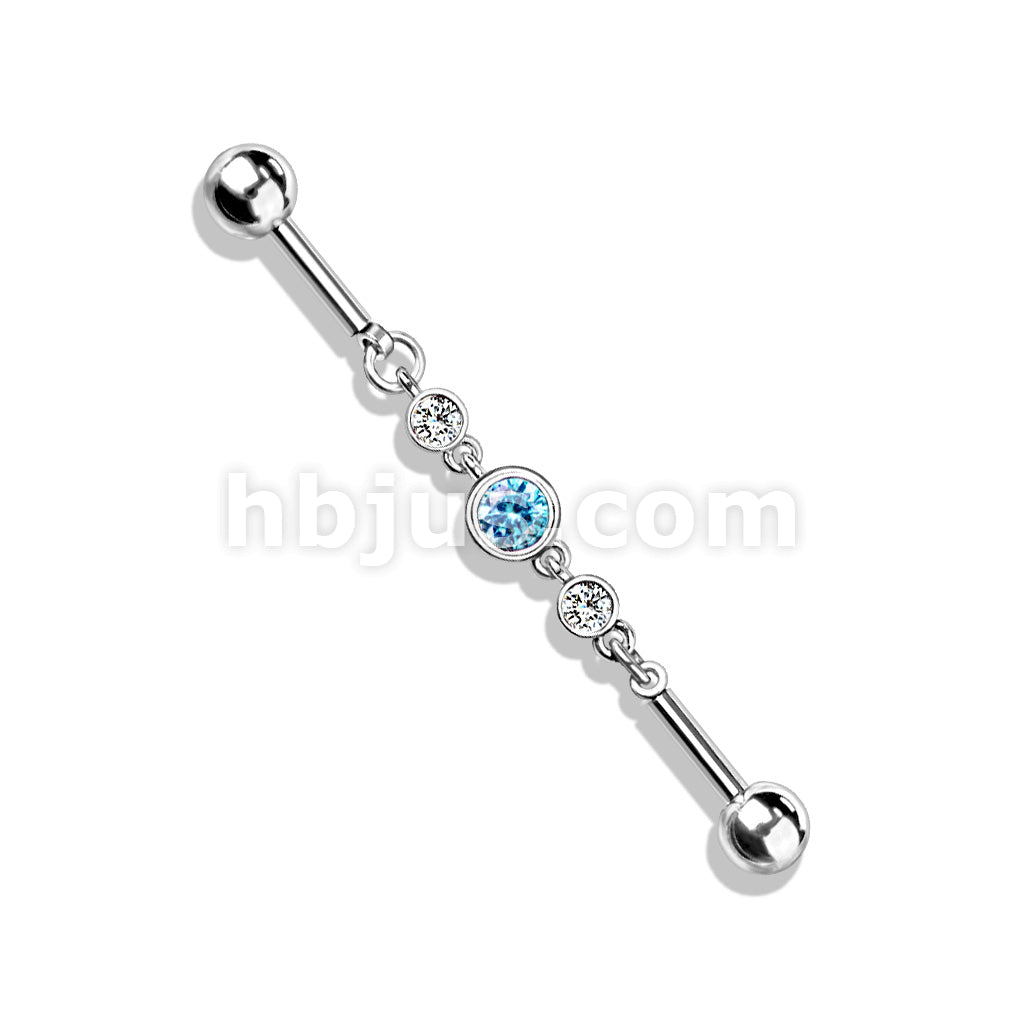 316L Surgical Steel Triple Round CZ Chain 316L Surgical Steel... - Image 4