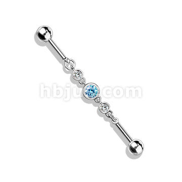 316L Surgical Steel Triple Round CZ Chain 316L Surgical Steel... - Image 4