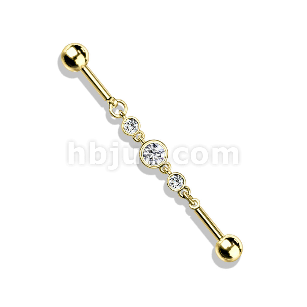 316L Surgical Steel Triple Round CZ Chain 316L Surgical Steel... - Image 5