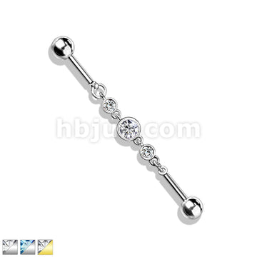 316L Surgical Steel Triple Round CZ Chain 316L Surgical Steel... - Image 2