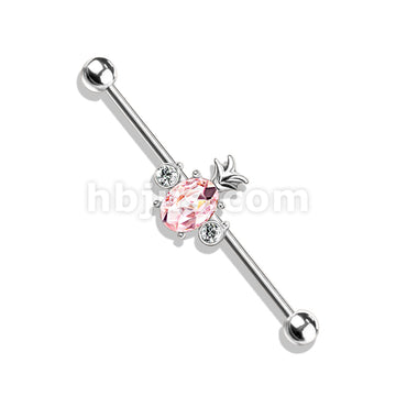 316L Surgical Steel Oval Crystal Set Pineapple with Double Round... - Image 6