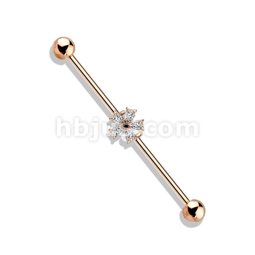316L Surgical Steel Black CZ Centered Five Pear CZ Flower 316L Surgical... - Image 5