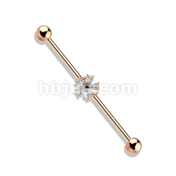 316L Surgical Steel Black CZ Centered Five Pear CZ Flower 316L Surgical... - Image 5