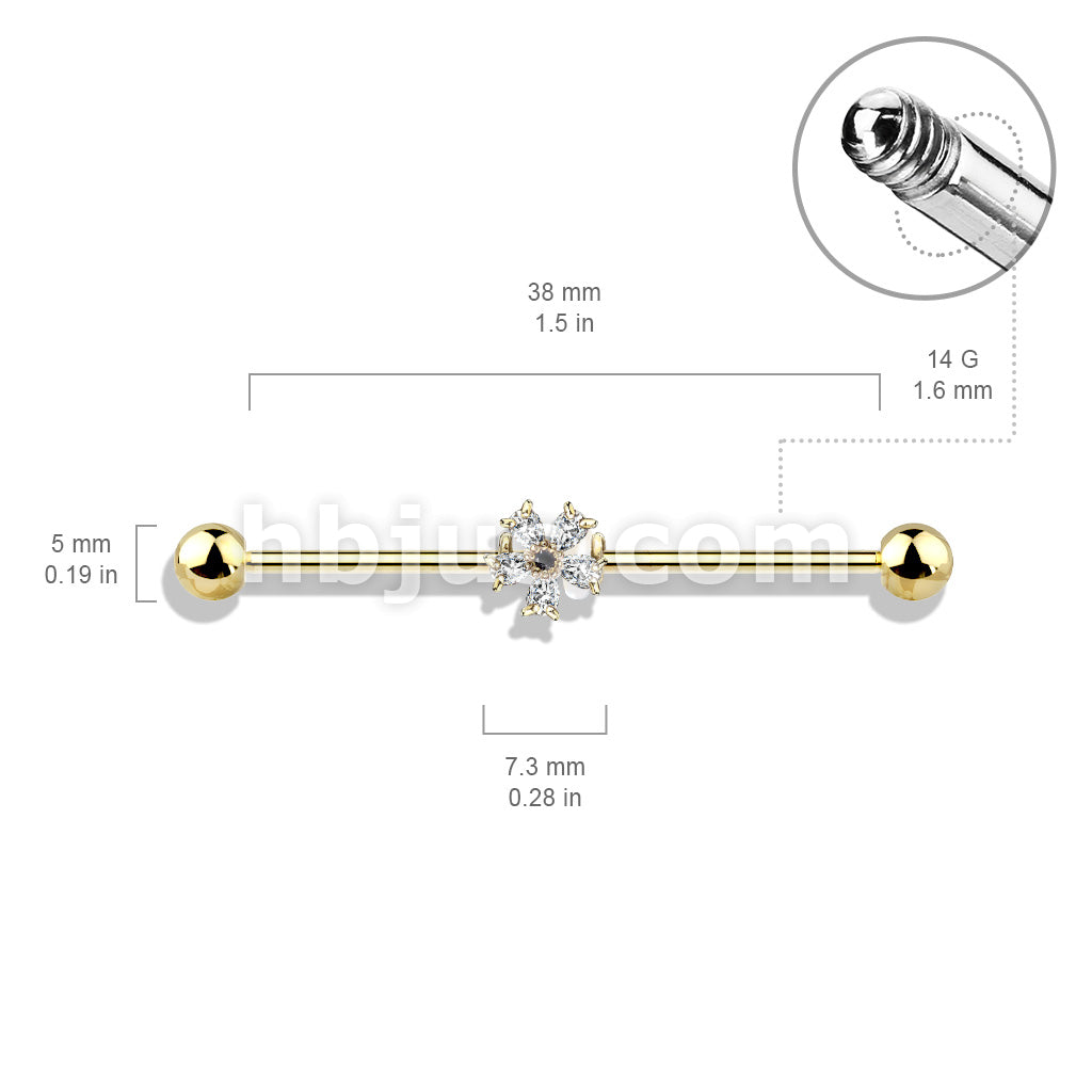 316L Surgical Steel Black CZ Centered Five Pear CZ Flower 316L Surgical... - Image 6