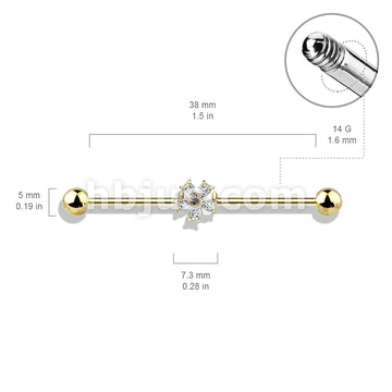 316L Surgical Steel Black CZ Centered Five Pear CZ Flower 316L Surgical... - Image 6