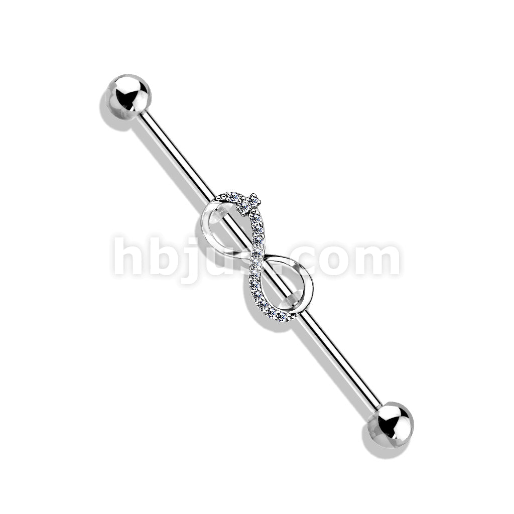 316L Surgical Steel CZ Paved Infinity 316L Surgical Steel Industrial... - Image 3