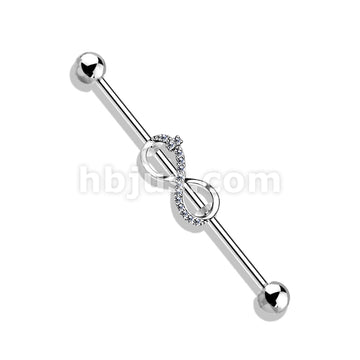 316L Surgical Steel CZ Paved Infinity 316L Surgical Steel Industrial... - Image 3