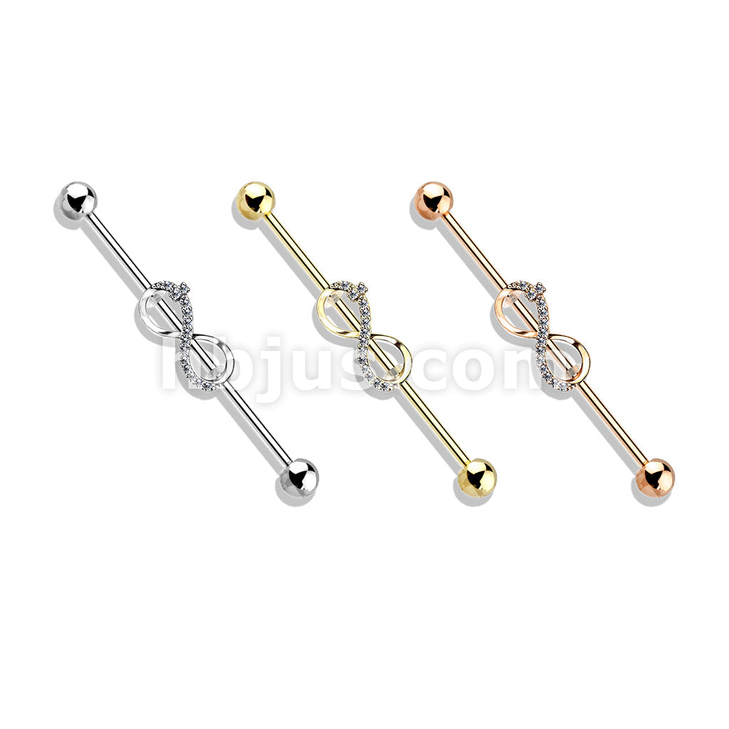 316L Surgical Steel CZ Paved Infinity 316L Surgical Steel Industrial... - Image 6